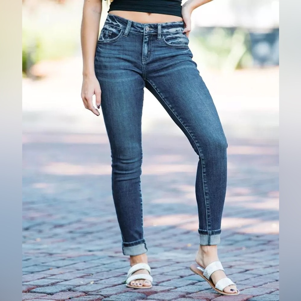 KanCan Signature Low Rise Ankle Skinny Cuffed Jeans women’s sz 28 Erin VBK1647A